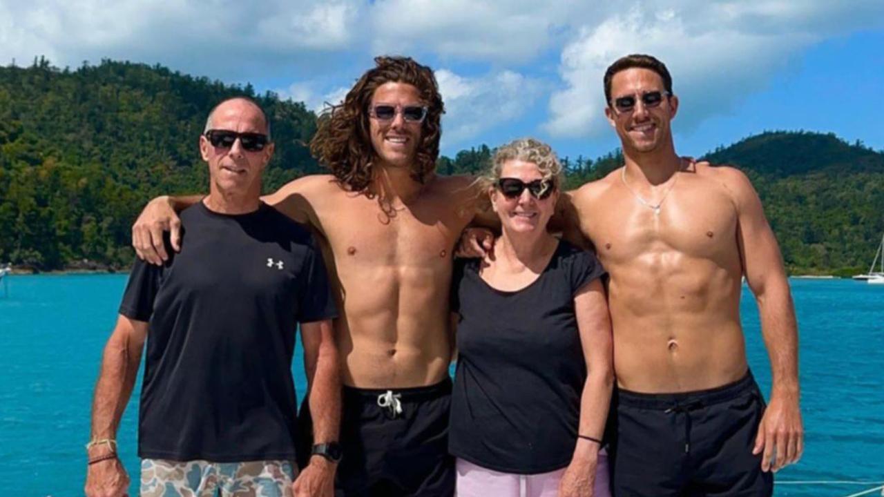 Callum and Jake Robinson, along with their US friend, were last seen near the Rosarito and Ensenada region of Baja California on April 27. The brothers are pictured with their parents Martin and Debra. Picture: Facebook
