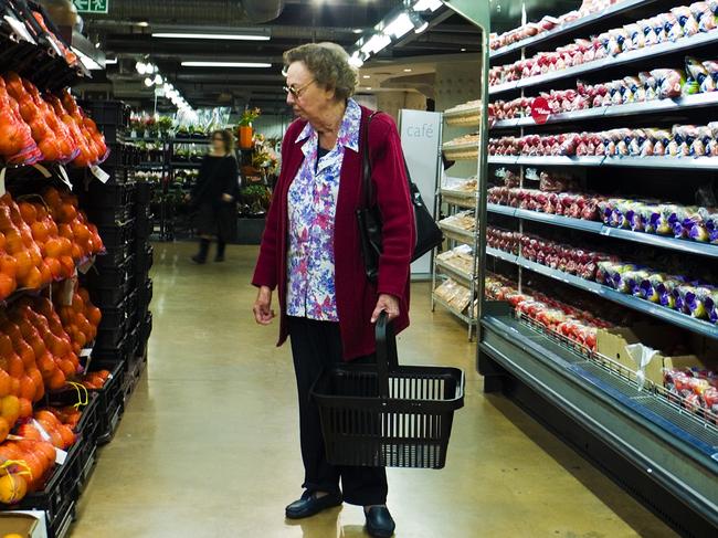 Her basket is empty. All sorts of symbolism here from poverty to the loneliness of old age to senility or Alzheimers disease. Picture: istock