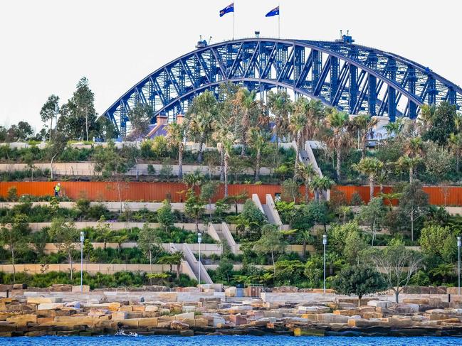 Barangaroo Point as seen from the water, close to the opening day. Picture Craig Greenhill