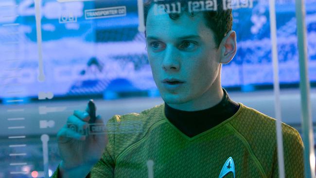 Anton Yelchin in a scene from film Star Trek.