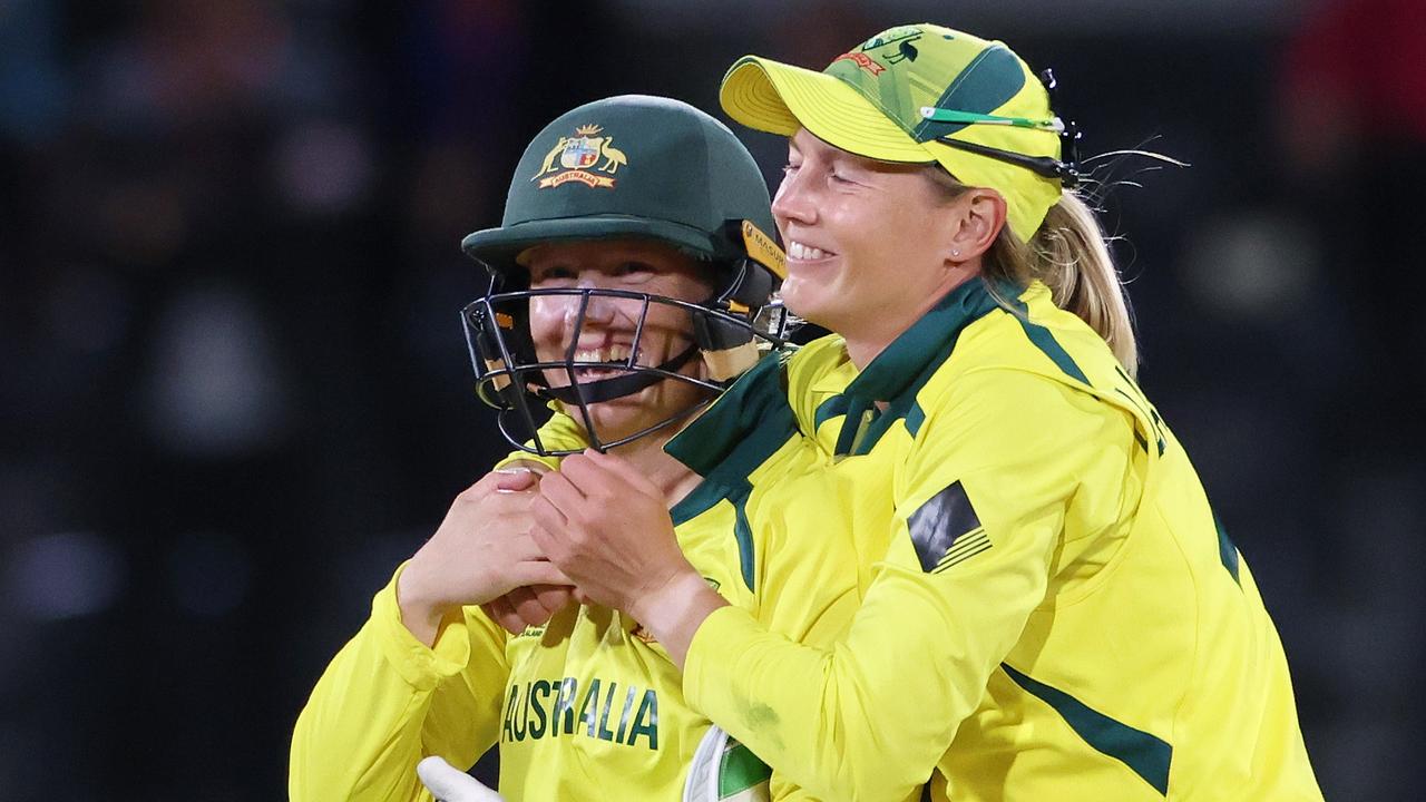 Alyssa Healy’s availability for the series-opening Test remains up in the air, but the keeper has been named in the Australian squad and could assume the captaincy full-time from the retired Meg Lanning (right). Picture: Peter Meecham / Getty Images