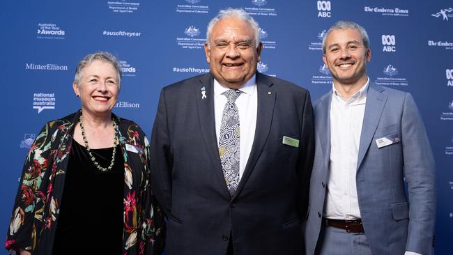 ACT Senior Australian of the Year, Professor Tom Calma AO, arrived with his wife Heather and his son Thom. Picture: NCA NewsWire / Gary Ramage