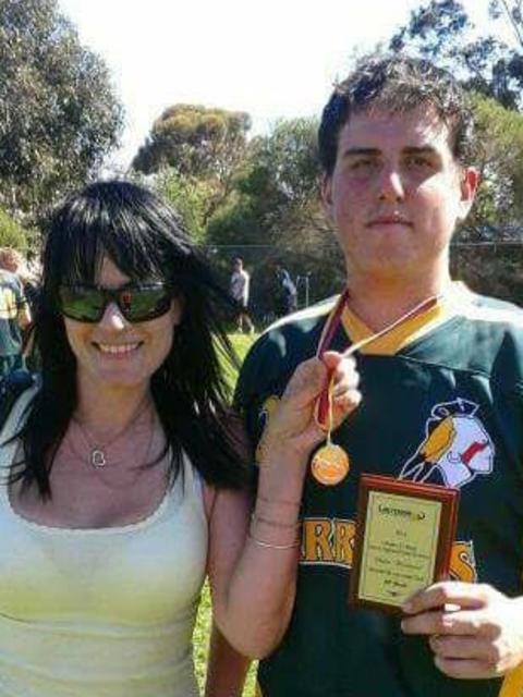 Stefan Woodward, with his mother Julie Davis.