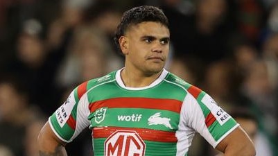 NEWCASTLE, AUSTRALIA - JULY 08: Latrell Mitchell of the Rabbitohs during the round 17 NRL match between the Newcastle Knights and the South Sydney Rabbitohs at McDonald Jones Stadium, on July 08, 2022, in Newcastle, Australia. (Photo by Ashley Feder/Getty Images)