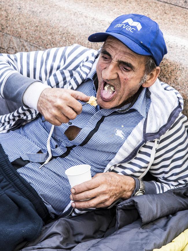 A homeless man in Tent City before it was dismantled. Picture: Darren Leigh Roberts