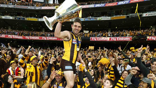 Brent Guerra celebrates Hawthorn’s 2013 premiership. Picture: Michael Klein