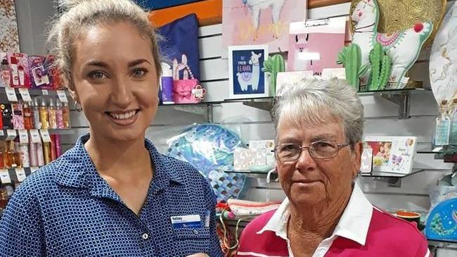 BIG THANKS: Kelsey Goldsmith presents Selina Druery from the Mundubbera Bowls Club with a cheque from Guardian Pharmacy's Community Privileges Granted Fund. Picture: Contributed