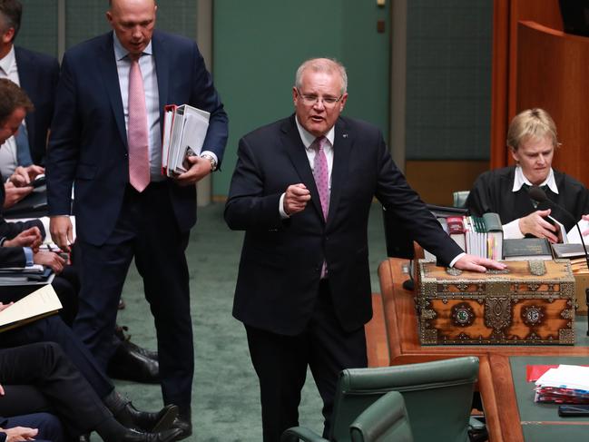 Prime Minister Scott Morrison during Question Time. Picture: Gary Ramage