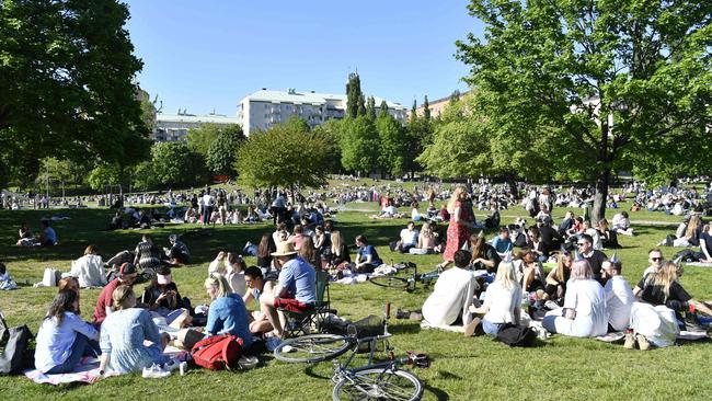 As other parts of the world reeled, Swedes enjoyed the sunny weather in Tantolunden park in Stockholm on May 30, 2020. Picture: Henrik Montgomery/via AFP