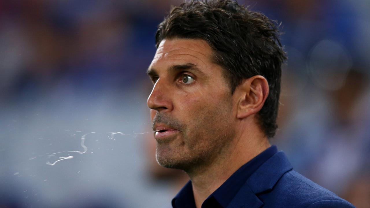 SYDNEY, AUSTRALIA - APRIL 30: Bulldogs coach Trent Barrett reacts during the round eight NRL match between the Canterbury Bulldogs and the Sydney Roosters at Stadium Australia on April 30, 2022 in Sydney, Australia. (Photo by Jason McCawley/Getty Images)