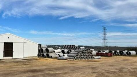 The concrete pipes are stacked up in what openents to the project say is already “unsightly” and “unsafe”. Picture: Central Coast Council