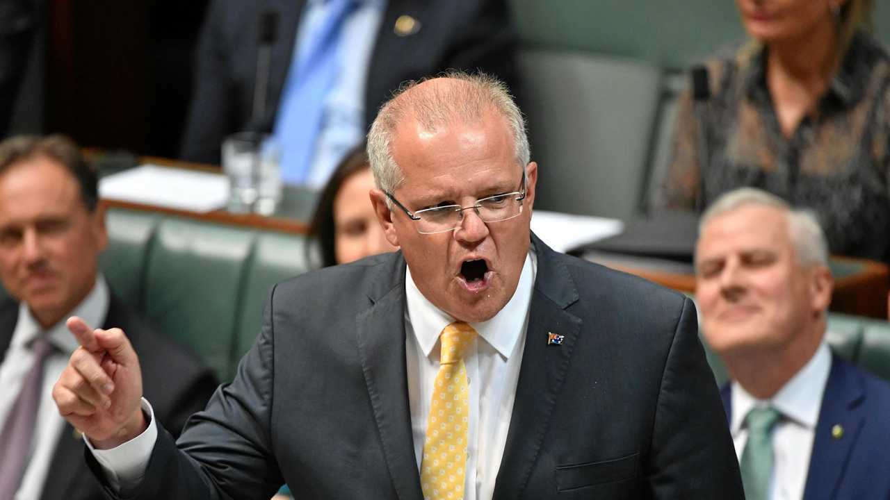 Prime Minister Scott Morrison during Question Time in the House of Representatives at Parliament House in Canberra. Picture: MICK TSIKAS