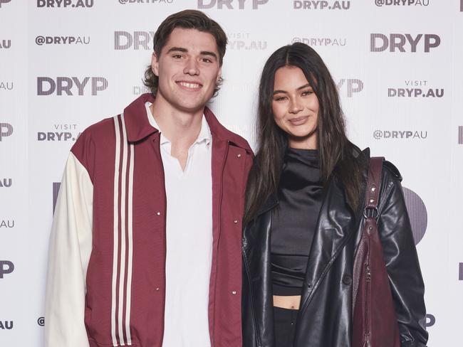 Sam Durham & Paris Bishop at the launch of new unisex fashion label DRYP at The Third Day in North Melbourne on Friday, June 14, 2024.Dryp is the brainchild of Essendon footballers Jayden Laverde and Zach Merrett.Picture:  Farley Webb/Supplied