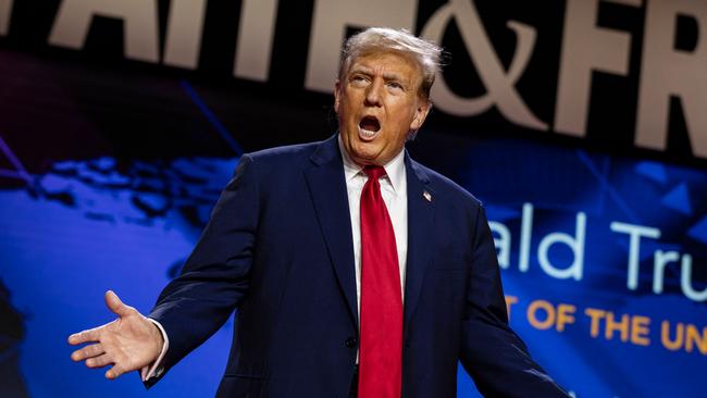 Donald Trump delivers the keynote address at the Faith &amp; Freedom Coalition's Road to Majority Policy Conference in Washington on Saturday. Picture: AFP