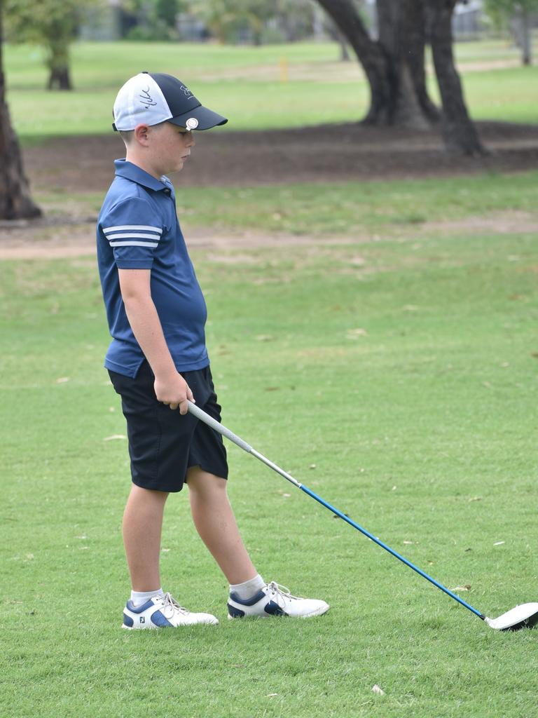 Townsville's Owen Weston (boys nine years) gets ready to tee off at the US Kids Golf Foundation Australian Open at the Rockhampton Golf Club on September 28.