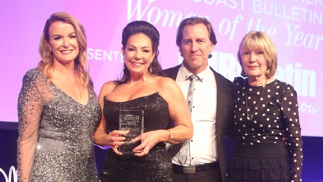 Gold Coast Bulletin general manager Belinda Dawes, ultimate and entrepreneurs winner Cherie Uzan, Bulletin editor Ryan Keen and Harvey Norman CEO Katie Page at the Gold Coast Bulletin Women of the Year awards by Harvey Norman at Star Gold Coast. Picture: Richard Gosling