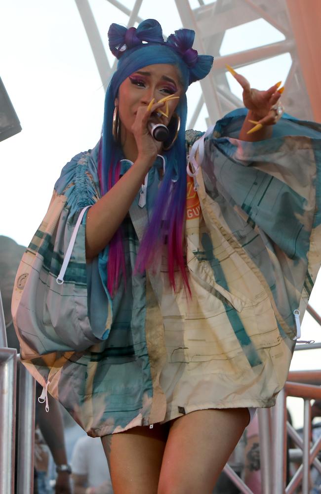 Party with Cardi! Cardi B on stage at #REVOLVEfestival. Picture: Rachel Murray/Getty Images for REVOLVE