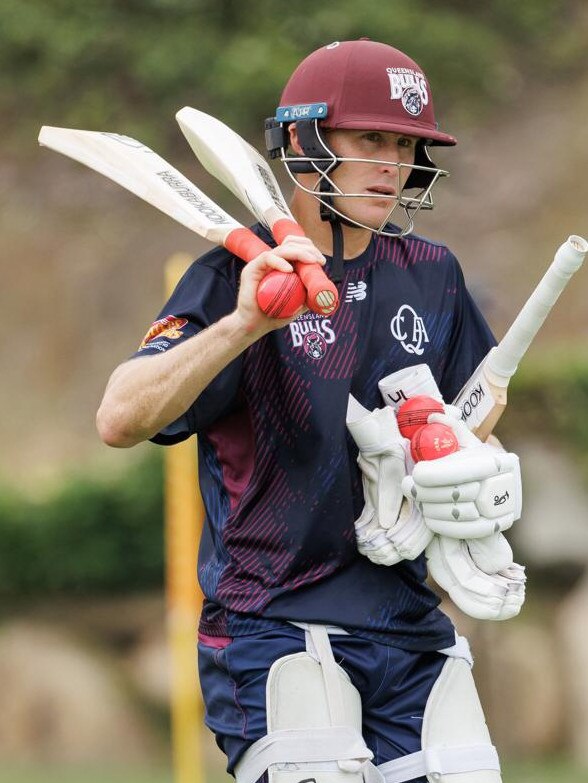 Test batsman Marnus Labuschagne at Allan Border Field training with the Queensland Bulls on Thursday. Picture: Lachie Millard