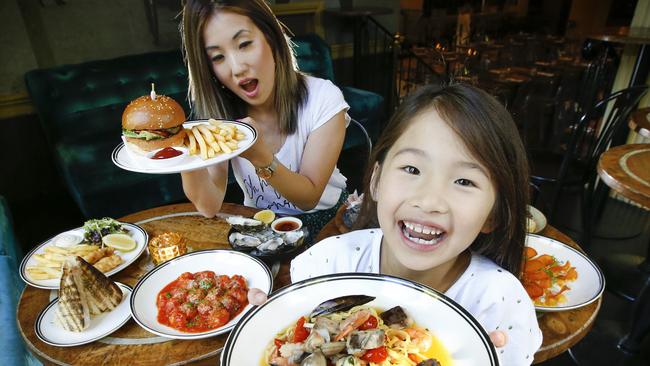 Madison 6, loves sampling gourmet foods with her mum Jasmin Lim at The Bank On Collins. Picture: David Caird