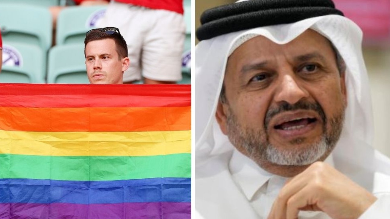 Major General Abdulaziz Abdullah Al Ansari said that confiscating rainbow flags would be the only way to protect LGBTQ people at the World Cup in Qatar. Picture: Getty/Darko Bandic/AP