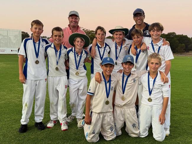 Barwon Heads' U13 Hyland team celebrate their grand final win. Picture: Barwon Heads CC