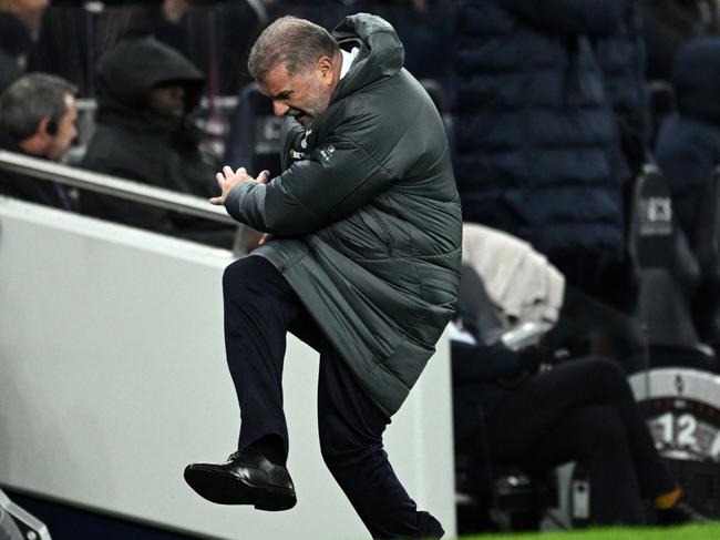 Ange Postecoglou reacts during the Premier League match between Tottenham Hotspur FC and Chelsea FC at Tottenham Hotspur Stadium. Picture: Getty Images