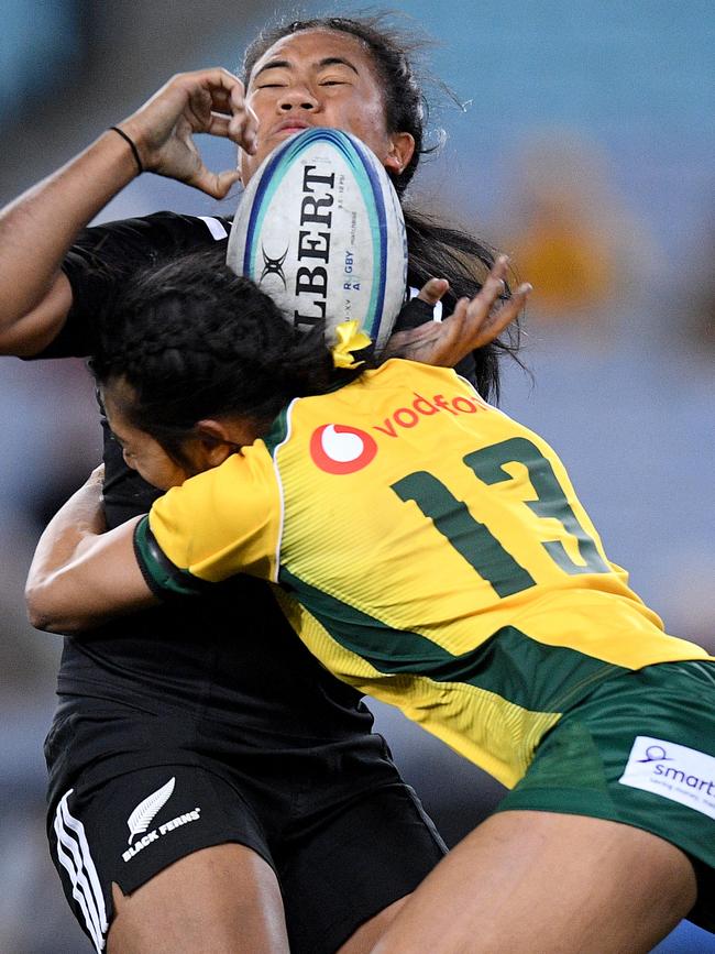 Atasi Lafai playing for the Wallaroos.