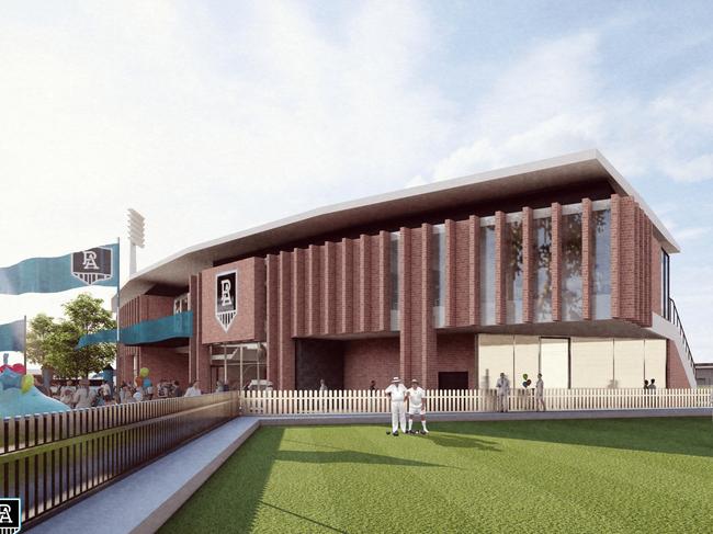 Port Adelaide has released renders of the next stage of the redevelopment at Adelaide Oval. Picture: Supplied/Brown Falconer