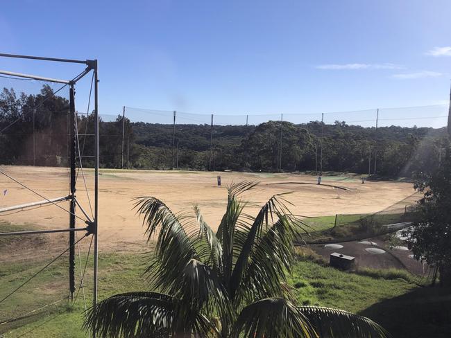 The dusty outfield and the 25m-high nets at the current Golf Paradise driving range. Picture: Jim O'Rourke