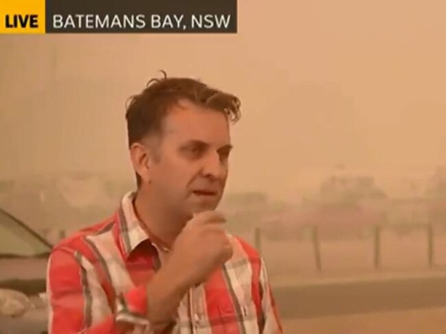 Andrew Constance fights tears as he tells of four of his neighbours who lost their homes in the South Coast bushfires. Picture: ABC/Twitter