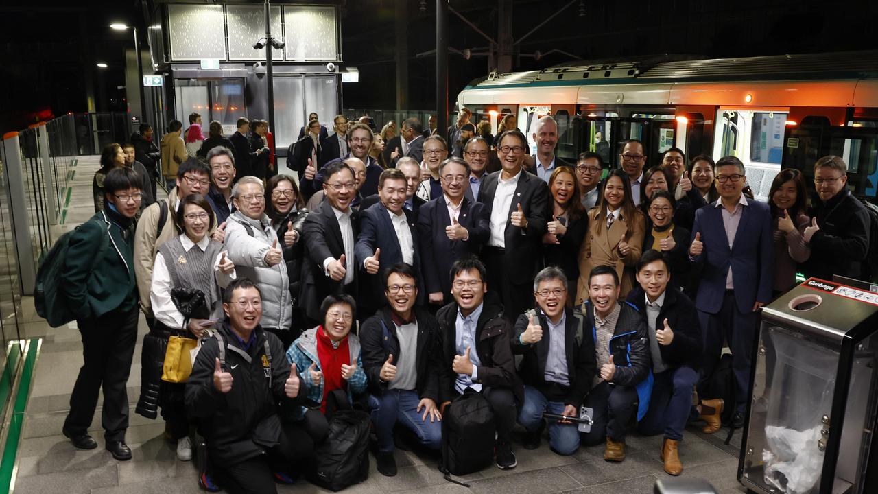 Pictured at Tallawong Station are MTR employees who developed system integration for the Sydney Metro and who were some of the first passengers on the brand new Sydney Metro on its maiden run to Tallawong which left Sydenham Station at 4.54am. Picture: Richard Dobson