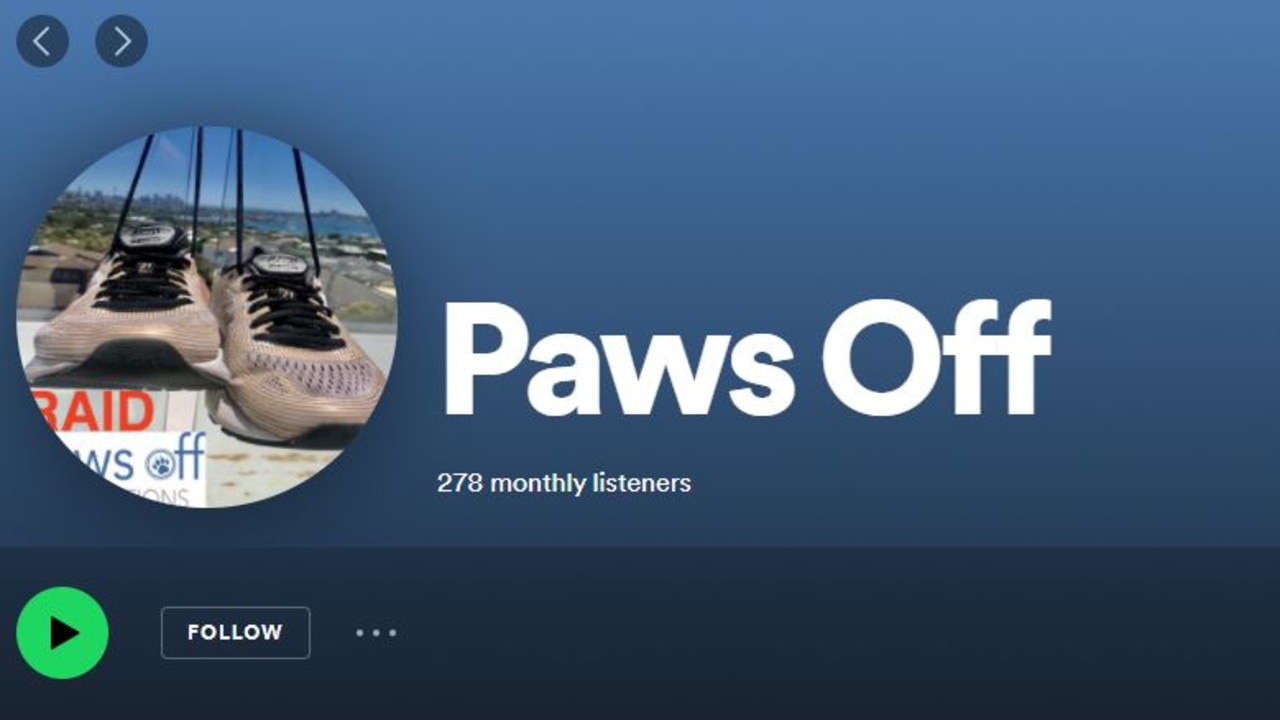 Anthony Koletti's Spotify profile under his musical moniker DJ "Paws Off".