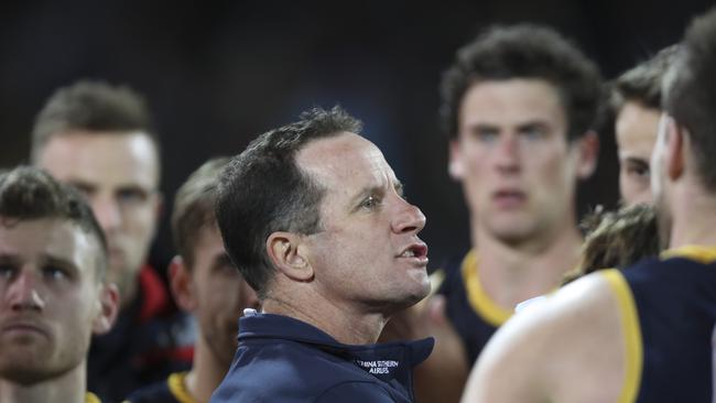 Adelaide Crows coach blast his player at three-quater time against the West Coast Eagles. Picture: Sarah Reed