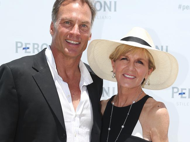 Foreign Minister Julie Bishop in an official capacity at Portsea Polo with partner David Panton. Picture: Julie Kiriacoudis