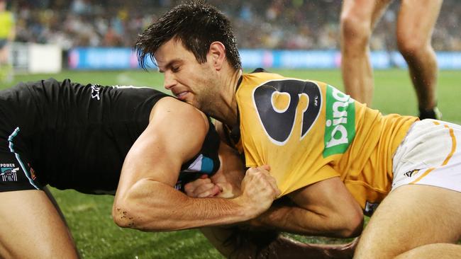 Trent Cotchin had a poor night against the Power. Picture: Getty Images