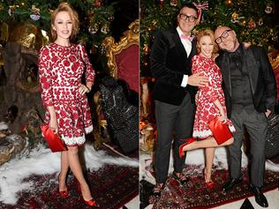 Stefano Gabbana, Kylie Minogue and Domenico Dolce attend the Claridge's & Dolce and Gabbana Christmas Tree party at Claridge's Hotel. Pictures: Splash / Getty