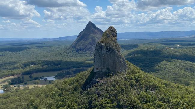 Emergency services are on scene at Mt Beerwah to assist a stray hiker. Picture: RACQ LifeFlight