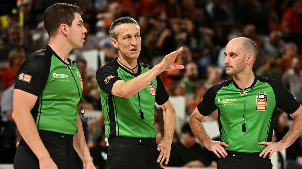 The NBL’s referees go through a thorough process of preparation and review for every game they officiate. Picture: Getty Images