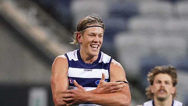 Rhys Stanley helped the Cats hit the scoreboard early. Picture: AAP Image/Scott Barbour