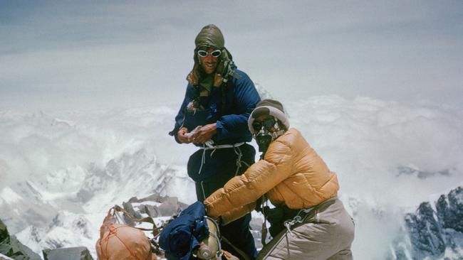 Alfred Gregory's 1953 photograph of explorers Edmund Hillary and Sherpa Tenzing Norgay during their ascent of Mount Everest.