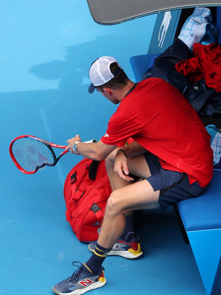 Paul’s racquet felt the force of his frustration. (Photo by Daniel Pockett/Getty Images)