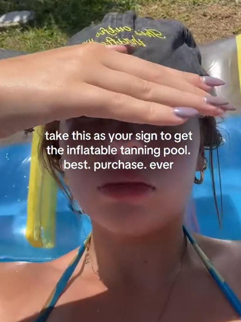 The $29 Kmart inflatable bed has proved popular heading into December as it offers a way to enjoy the warmer weather while staying cool. Picture: TikTok