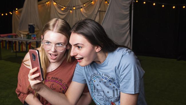 Esther-Leigh Watts (left) and Leah McAuliffe play the mean girls of camp in Starcrossed, a Senior IMPACT production presented by The Empire Foundation, Monday, October 14, 2024. Picture: Kevin Farmer