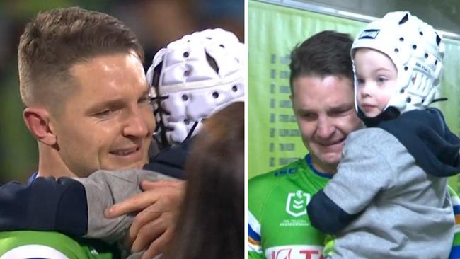 Emotion was pouring out of Jarrod Croker. Photo: Fox Sports