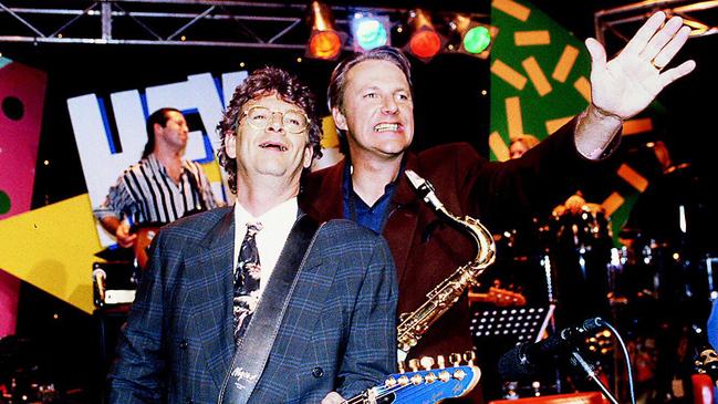 Musician Red Symons with Wilbur Wilde on Hey Hey It’s Saturday.