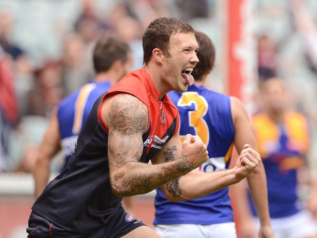 Mitch Clark celebrates a goal against the Eagles.