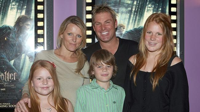 Shane Warne and Simone with Summer, Jackson and Brooke in 2012.