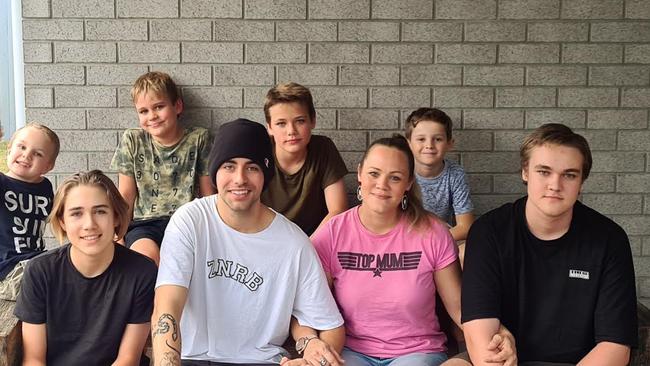 Natasha Martin with her seven boys on Mother’s Day this year, before Kai’s tragic death. Picture: Supplied