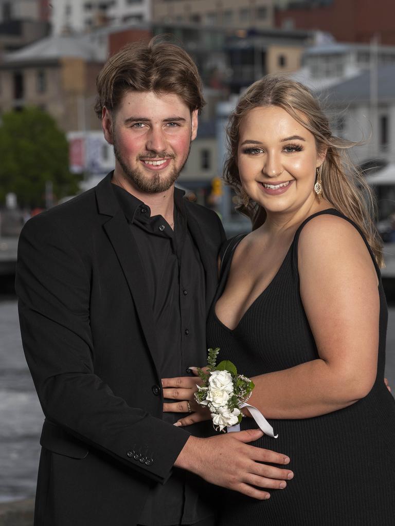 Hobart College leavers Dinner 2021 at the Hobart Function and Conference Centre, Jarrah Wells and Hannah Males. Picture: Chris Kidd