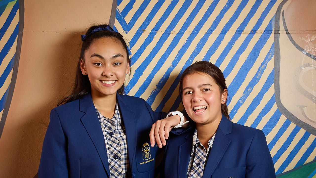 Students and Teen Parliament attendees Juliana Lanzilli and Lily Azli, both 16, at Concordia College. Picture: Matt Loxton